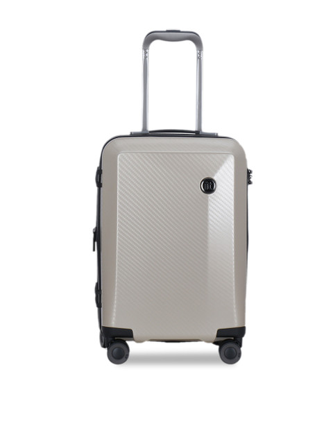 

IT luggage Unisex Brown Textured Confide Hard-Sided Expandable Cabin Trolley Suitcase