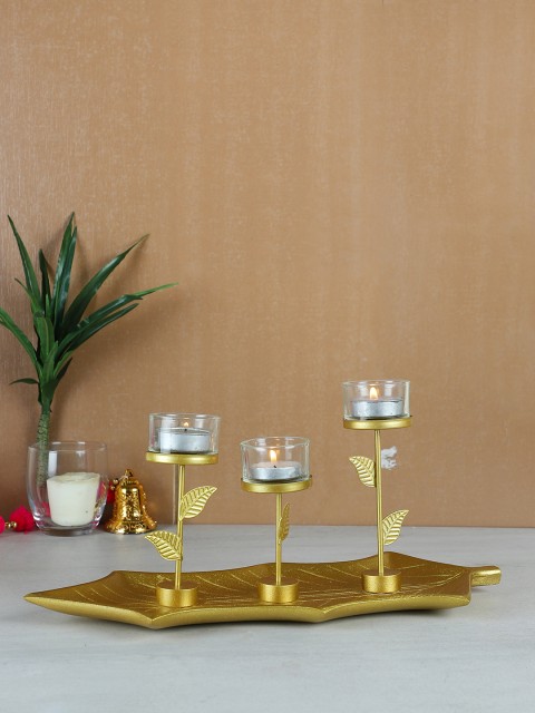 

TIED RIBBONS Gold-Toned Metal Tealight Candle Holder