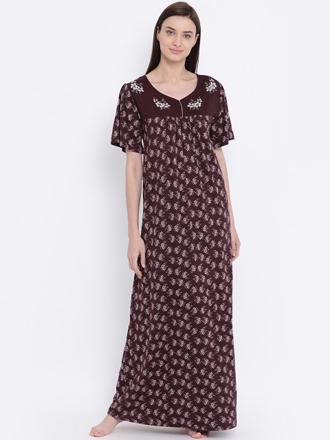 

Kanvin Brown Printed Nightdress