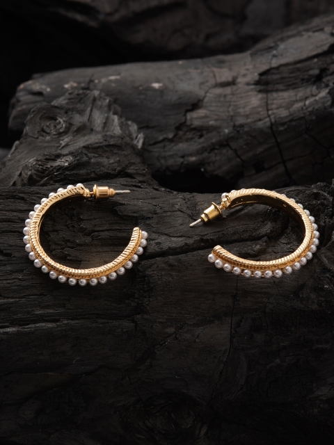 

E2O Gold-Toned Contemporary Half Hoop Earrings