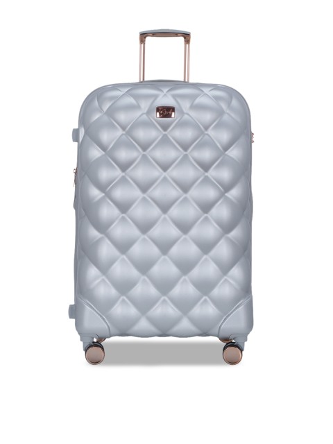 

IT Luggage Set Of 2 Silver-Toned Textured 360-Degree Rotation Trolley Suitcases