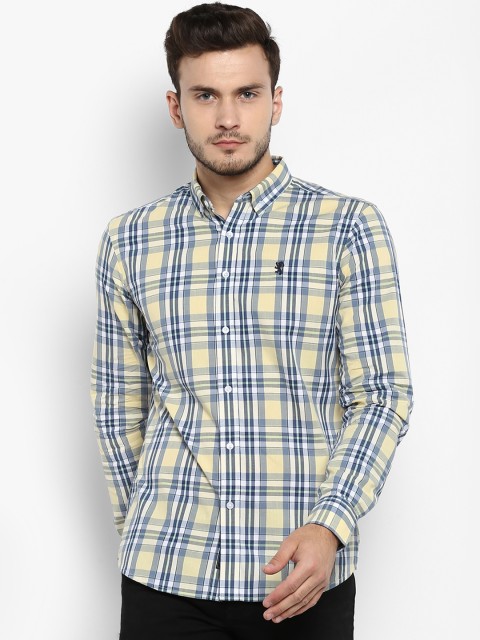 

Red Tape Men Yellow & Blue Regular Fit Checked Casual Shirt