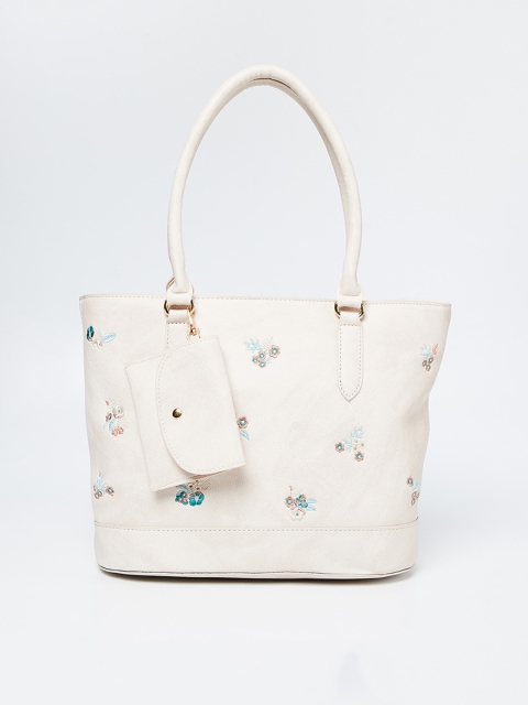 

Ginger by Lifestyle Beige Embroidered Shoulder Bag