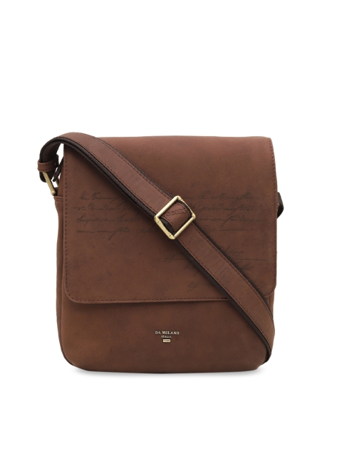 

Da Milano Men Brown Solid Leather Messenger Bag