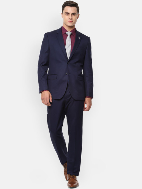 

Van Heusen Men Navy Blue Self Design Slim-Fit Single-Breasted Formal Suit