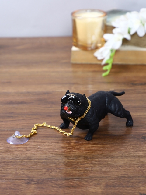 

TIED RIBBONS Unisex Black & Gold-Toned Bulldog Figurine Showpiece