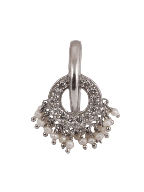 

Zariin Silver-Plated & White CZ Studded Beaded Adjustable Finger Ring
