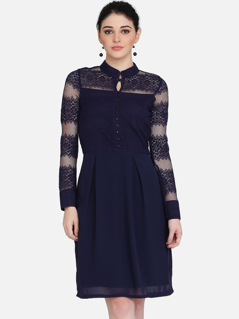 

Eavan Women Navy Blue Lace Sheath Dress