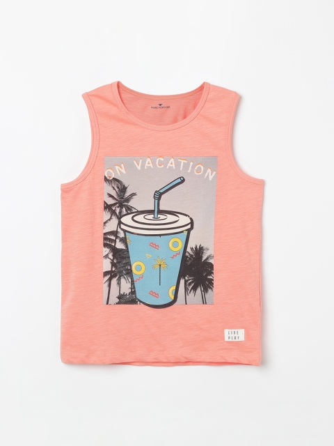 

Fame Forever by Lifestyle Boys Orange Printed Round Neck T-shirt