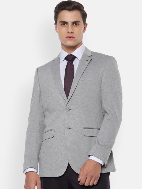 

Van Heusen Men Grey Solid Slim-Fit Single-Breasted Formal Blazer