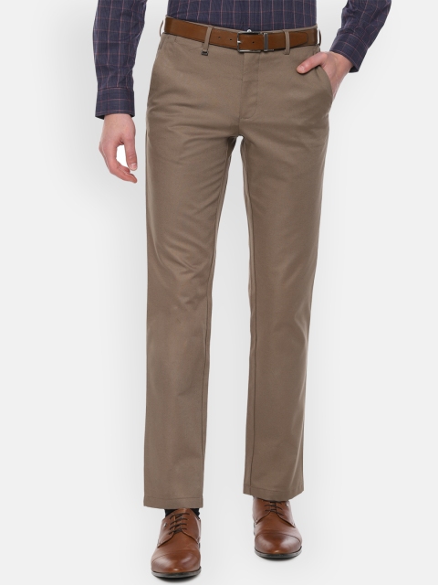

Van Heusen Men Brown Slim Fit Solid Regular Trousers