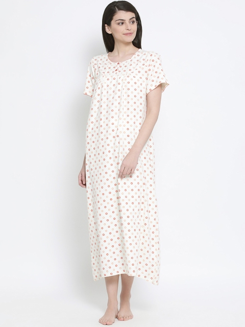

Kanvin Off-White Printed Nightdress MJKSS20224C