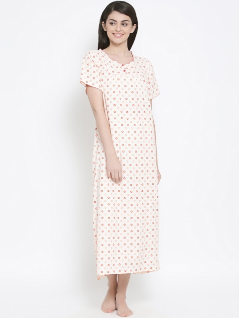 

Kanvin Peach-Coloured Printed Nightdress MJKSS20224B