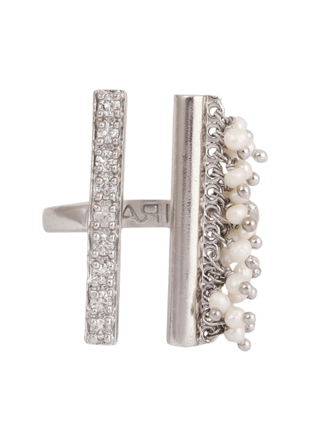 

Zariin Silver-Plated & White CZ Studded Beaded Saga Of The Stars Finger Ring
