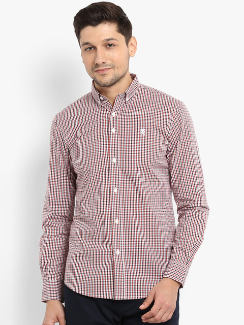 

Red Tape Men Red & White Regular Fit Checked Casual Shirt