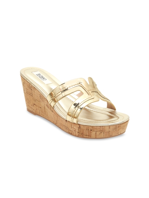 

ROSSO BRUNELLO Women Gold-Toned Solid Wedges