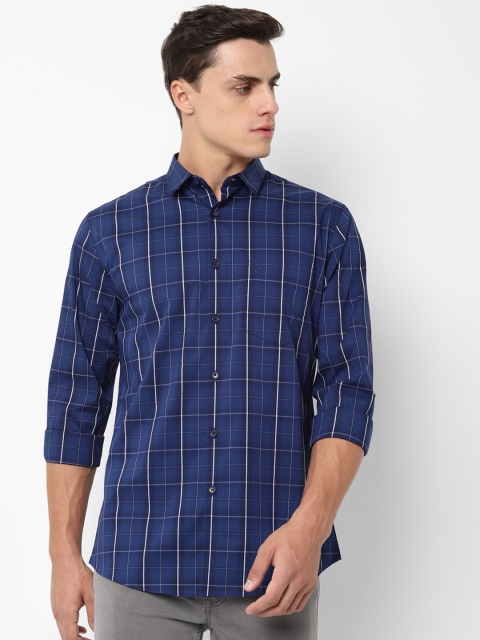 

Allen Solly Men Navy Blue & White Slim Fit Checked Casual Shirt