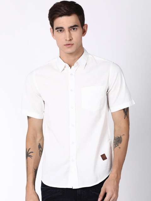 

Blue Saint Men White Slim Fit Solid Casual Shirt