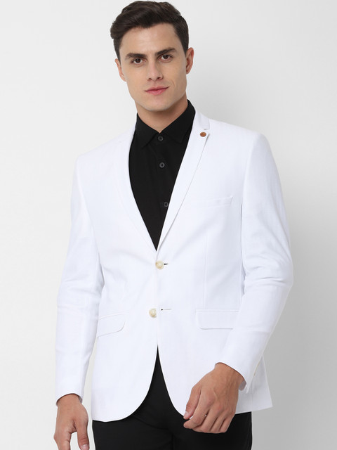 

Allen Solly Men White Self-Design Slim Fit Single-Breasted Smart Casual Pure Cotton Blazer