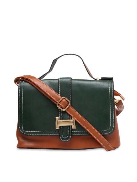 

Ladida Brown & Green Colourblocked Satchel