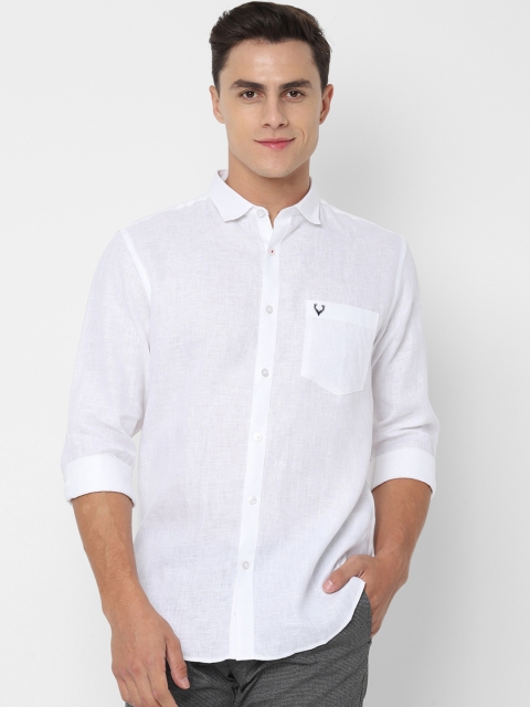 

Allen Solly Men White Sport Slim Fit Solid Pure Linen Casual Shirt