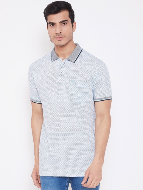 

Camey Men Blue Printed Polo Collar T-shirt