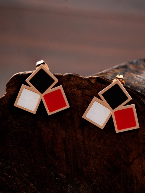 

E2O Rose Gold & Red Contemporary Studs