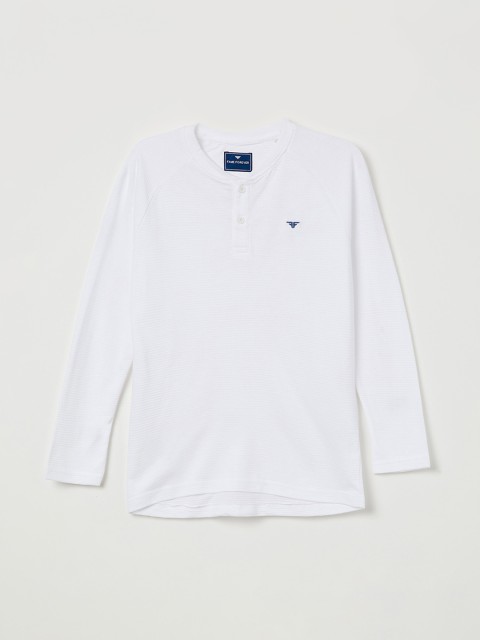 

Fame Forever by Lifestyle Boys White Self Design Henley Neck T-shirt