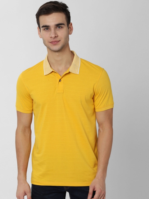 

Peter England Casuals Men Yellow Striped Polo Collar T-shirt