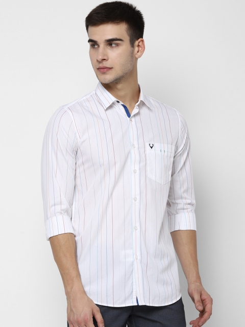 

Allen Solly Men White Slim Fit Striped Casual Shirt