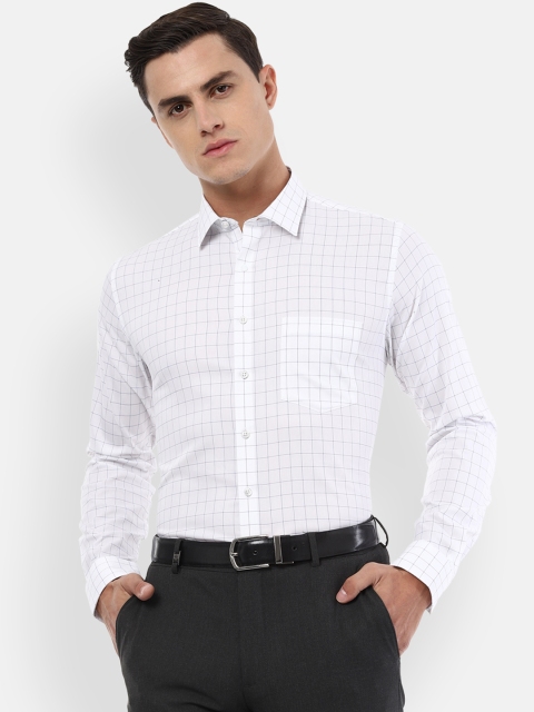 

Van Heusen Men White & Blue Slim Fit Checked Formal Shirt