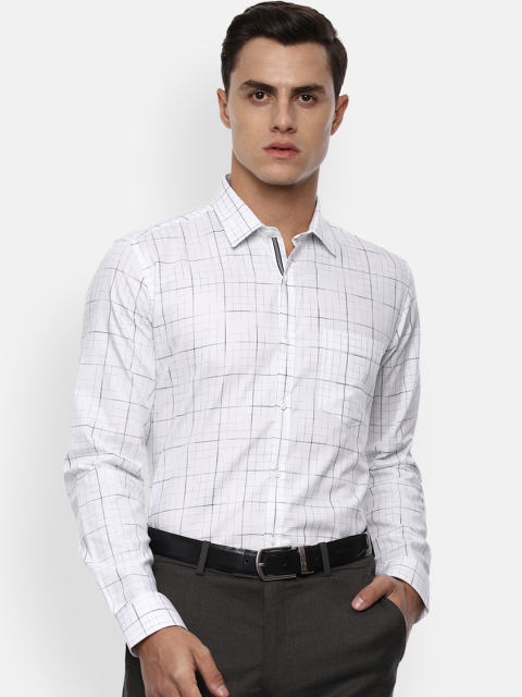 

Van Heusen Men White & Navy Blue Slim Fit Checked Formal Shirt