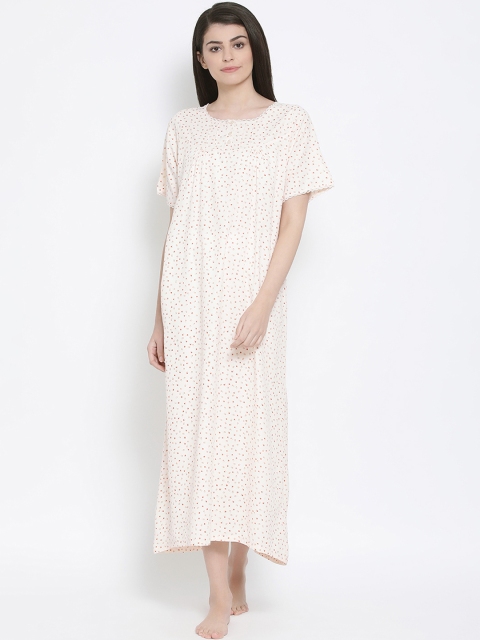 

Kanvin Peach-Coloured Printed Nightdress MJKSS20227A