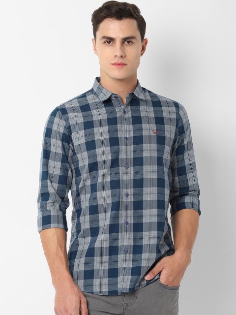 

Allen Solly Sport Men Navy Blue White Regular Fit Checked Casual Shirt