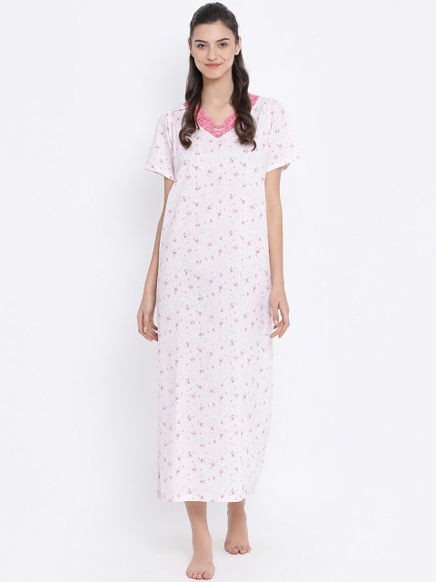 

Kanvin White & Pink Printed Nightdress
