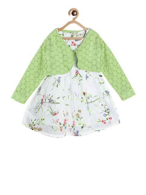 

Bella Moda Girls Green Printed Fit and Flare Dress