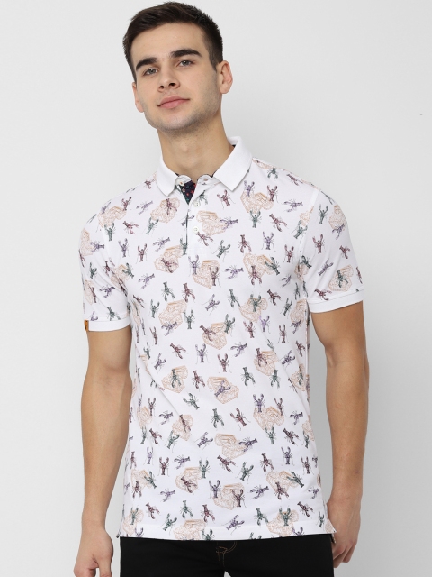 

SIMON CARTER LONDON Men White Printed Polo Collar T-shirt