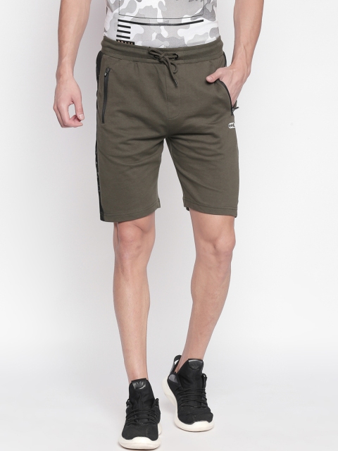 

Ajile by Pantaloons Men Olive Green Solid Slim Fit Regular Shorts