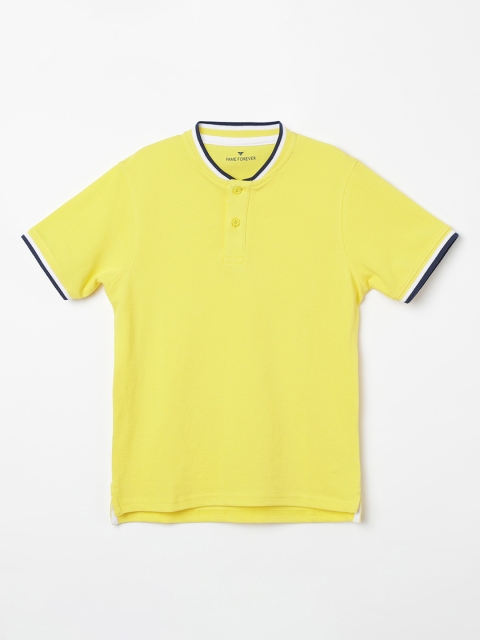 

Fame Forever by Lifestyle Boys Yellow Solid Henley Neck T-shirt