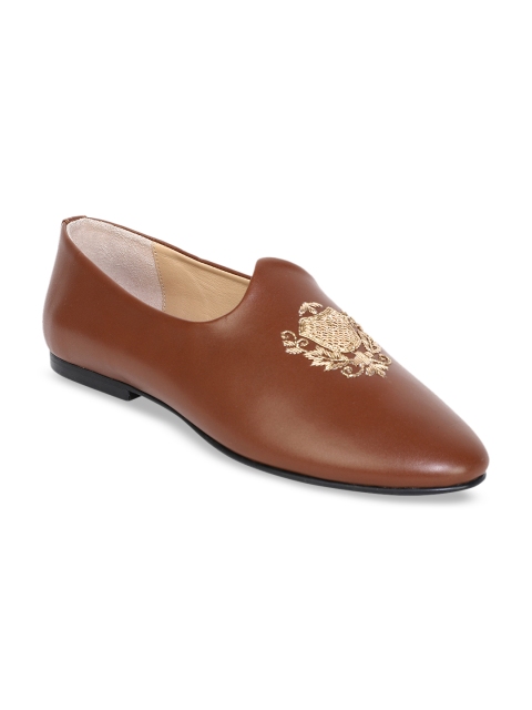 

BERZERI Men Tan Brown Leather Loafers