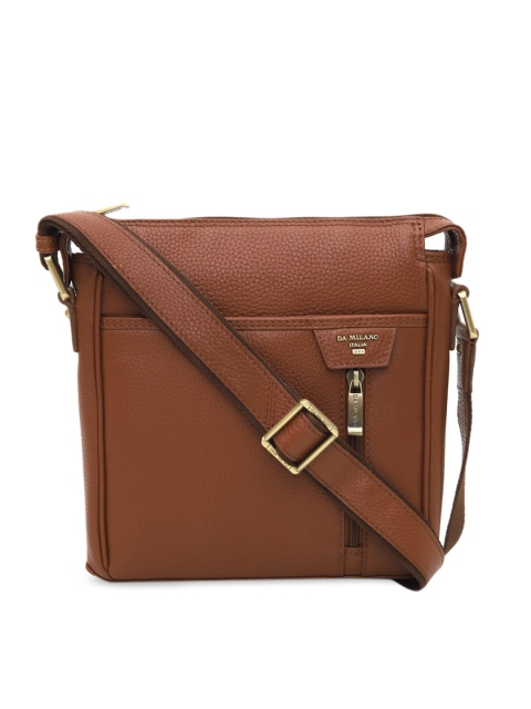 

Da Milano Men Brown Solid Leather Messenger Bag