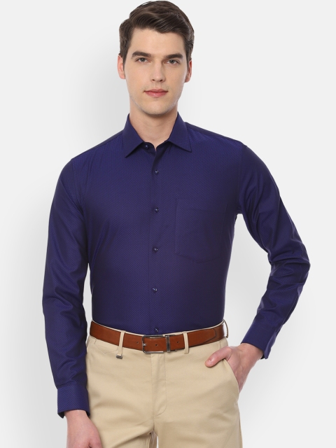 

Van Heusen Men Navy Blue Slim Fit Self Design Formal Shirt
