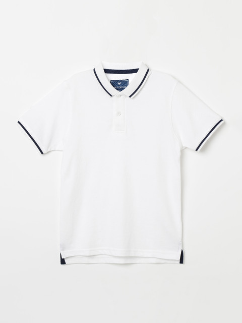 

Fame Forever by Lifestyle Boys White Solid Polo Collar T-shirt