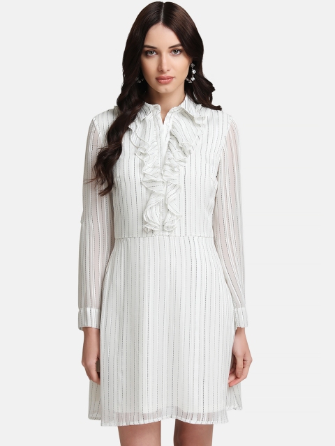 

Kazo Women White & Black Striped Shirt Dress