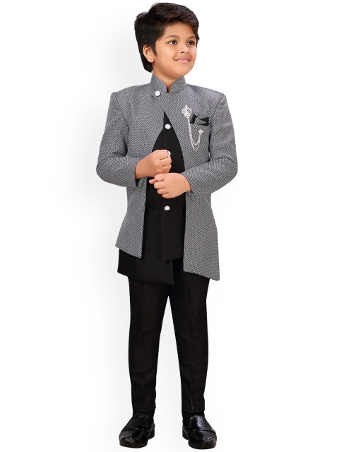 

Aj DEZInES Boys Black & White Printed Sherwani