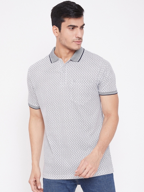 

Camey Men Grey Printed Polo Collar T-shirt