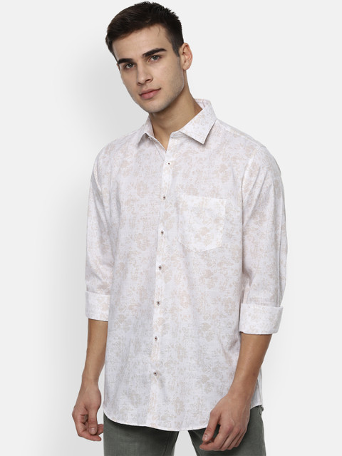 

Van Heusen Men Beige & White Slim Fit Printed Casual Shirt