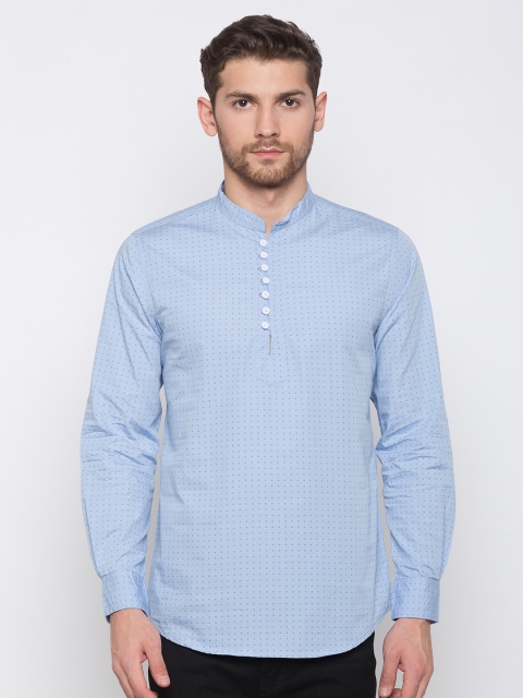 

Nick&Jess Men Blue Printed Straight Kurta