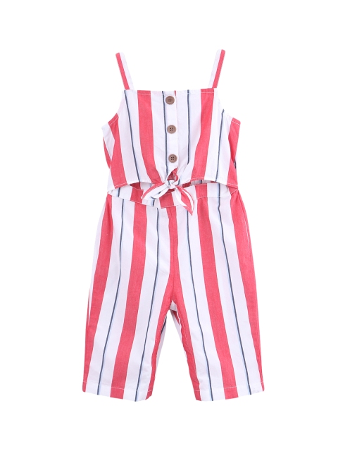 

Beebay Infant Girls Pink & Off-White Striped Basic Jumpsuit