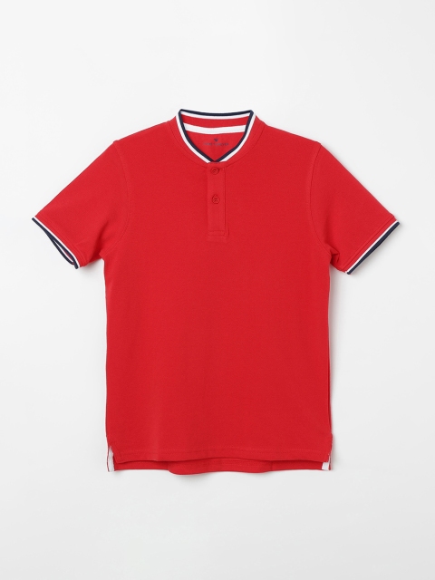 

Fame Forever by Lifestyle Boys Red Solid Henley Neck T-shirt